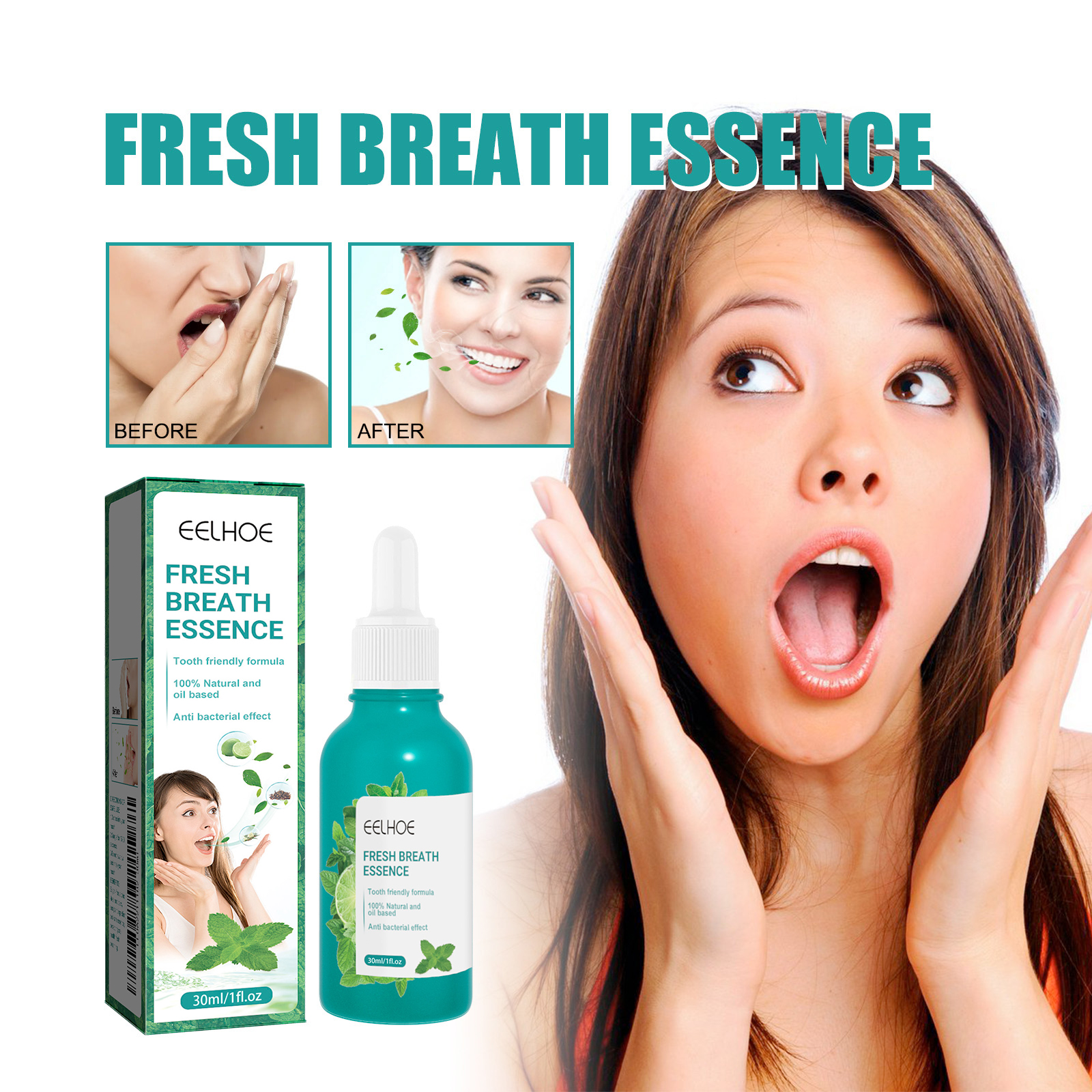Breath Freshening Essence Oral Care Drops Mint Flavor Long Lasting Freshness Daily Mouth Hygiene 1 PCS