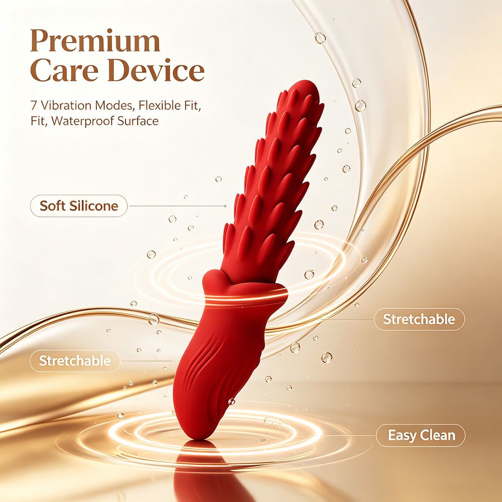 (Red) Silicone Vibrator for Women Wellness Sey Toy Portable Adult Toys Multi Frequency Vibration Personal Massager Waterproof USB Rechargeable
