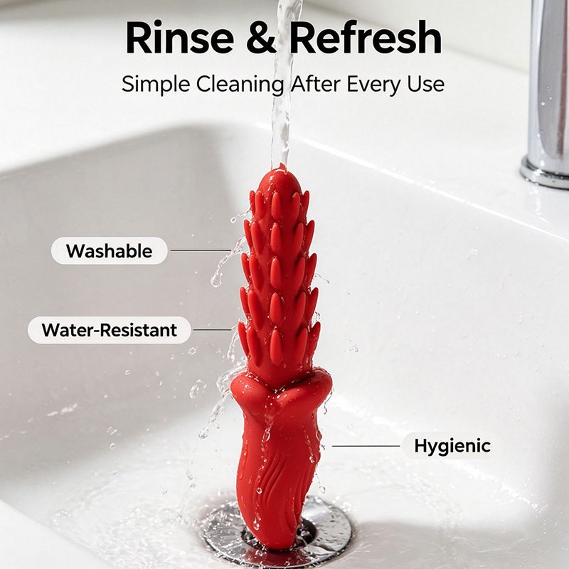 (Red) Silicone Vibrator for Women Wellness Sey Toy Portable Adult Toys Multi Frequency Vibration Personal Massager Waterproof USB Rechargeable