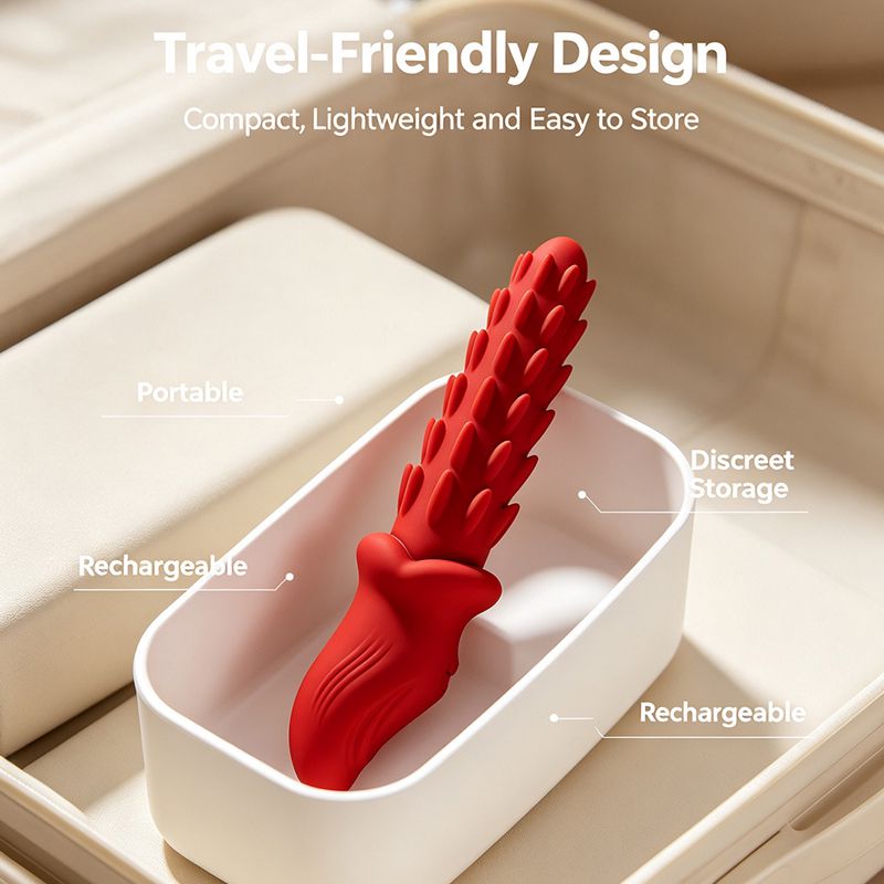 (Red) Silicone Vibrator for Women Wellness Sey Toy Portable Adult Toys Multi Frequency Vibration Personal Massager Waterproof USB Rechargeable