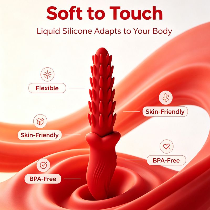 (Red) Silicone Vibrator for Women Wellness Sey Toy Portable Adult Toys Multi Frequency Vibration Personal Massager Waterproof USB Rechargeable