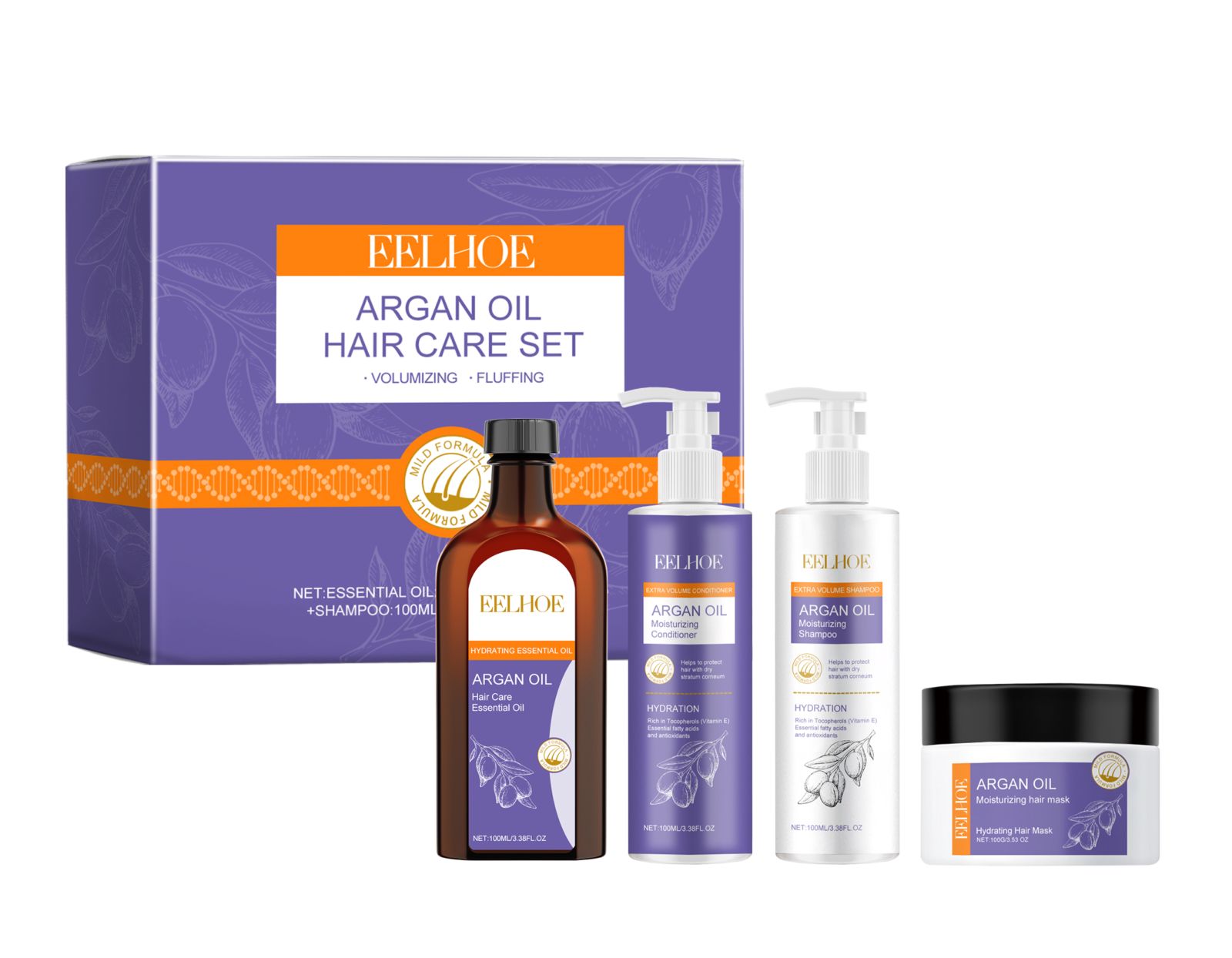 Moroccan Argan Oil Hair Care Set Shampoo Conditioner Mask And Oil For Smooth And Voluminous Hair