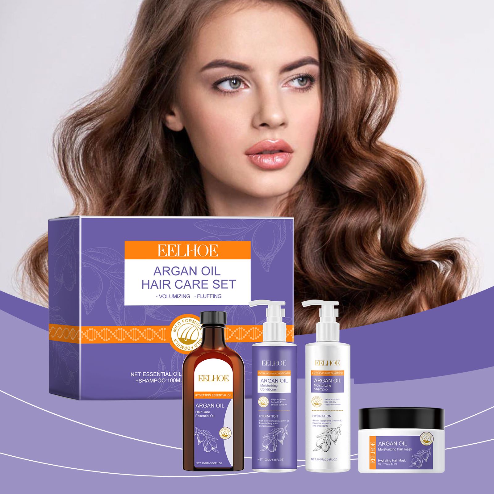 Moroccan Argan Oil Hair Care Set Shampoo Conditioner Mask And Oil For Smooth And Voluminous Hair
