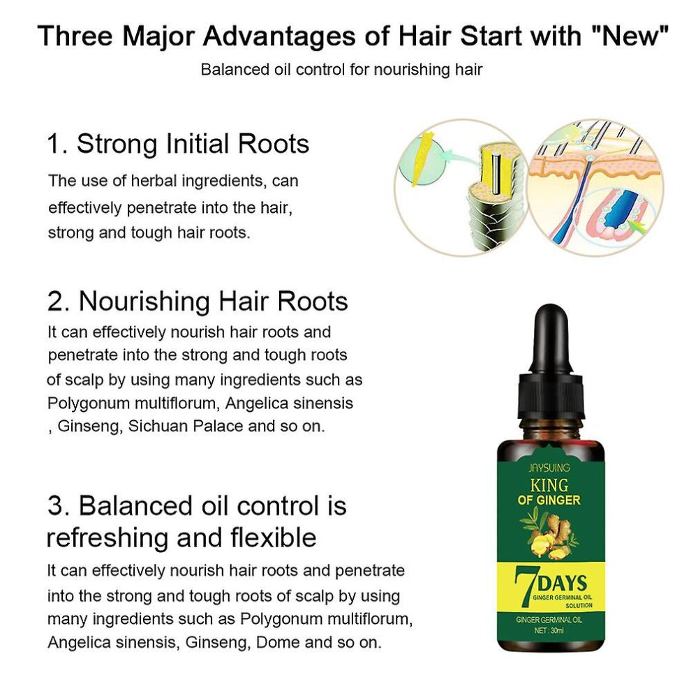 Ginger Germinal Oil Hair Growth Serum Essential Oil Hair Loss Treatment Hair Care 30ml Pack of 3