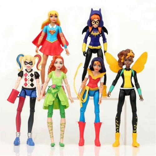 6PCS DC COMICS SUPER HERO GIRLS HARLEY POISON IVY BATGIRL BUMBLEBEE FIGURES TOY