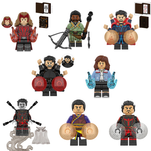 8pcs Superhero Doctor Strange Scarlet Witch Action Figure Mini Building Blocks