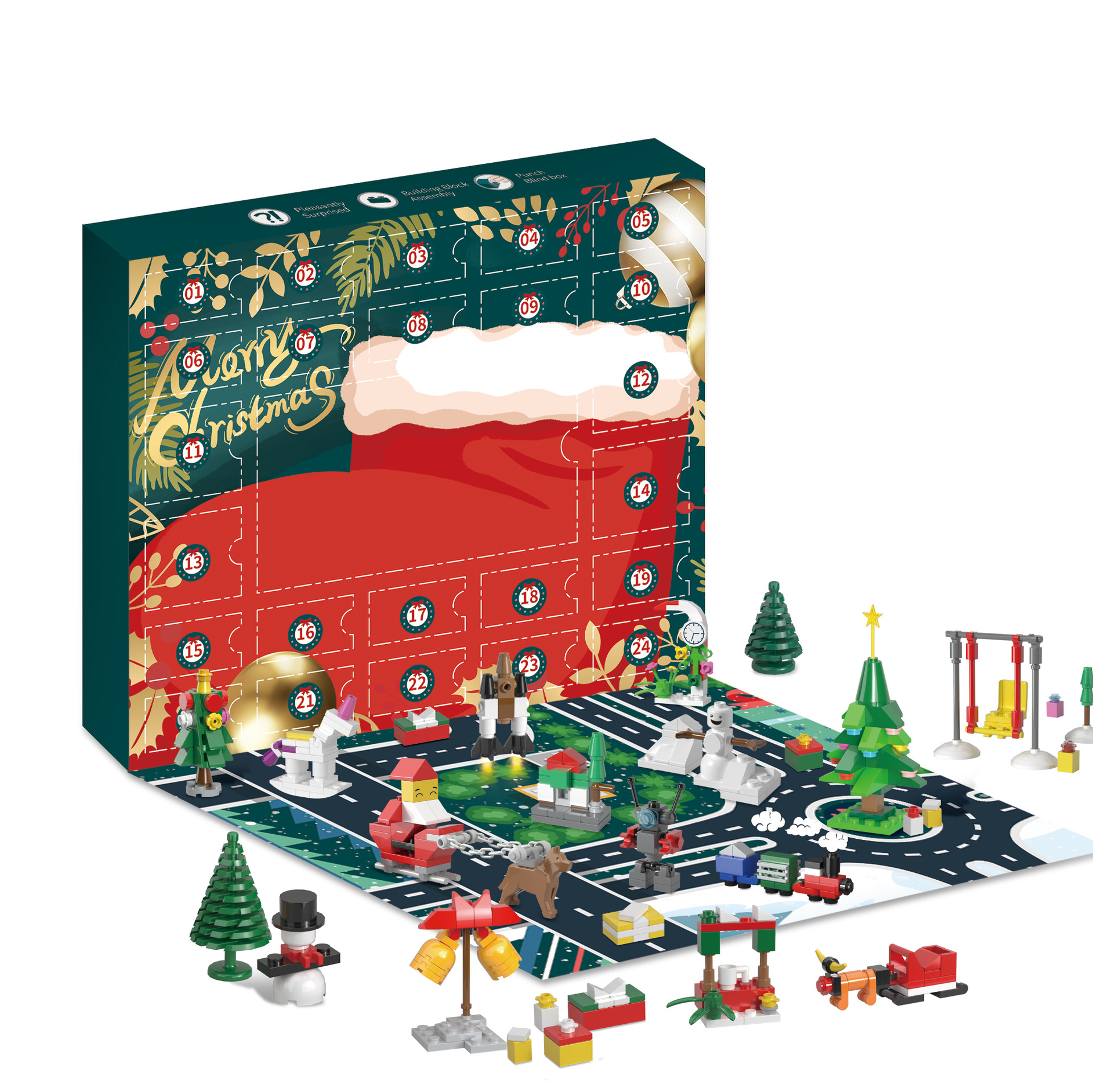 Christmas Advent Calendar 2022 City Building Blocks Set Mystery Box for Surprise Box Christmas 24 Days Countdown Calendar Kid Toy Gift