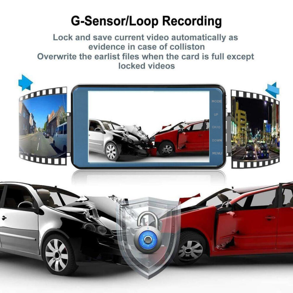 (IPS Touch Screen) 4-in Driving Recorder Dual Camera Reversing Image