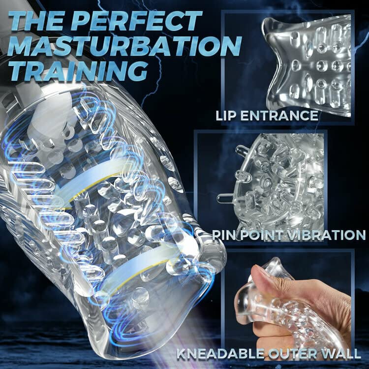 Male Sex Toys Electric Male Masturbator Cup Mastuabors Toys Automatic Masturberbate Adult Oral Pocket Pussy Vibrator Stroker Toy Realistic Massager for Penis Stimulation Rotating Vibrating Functions