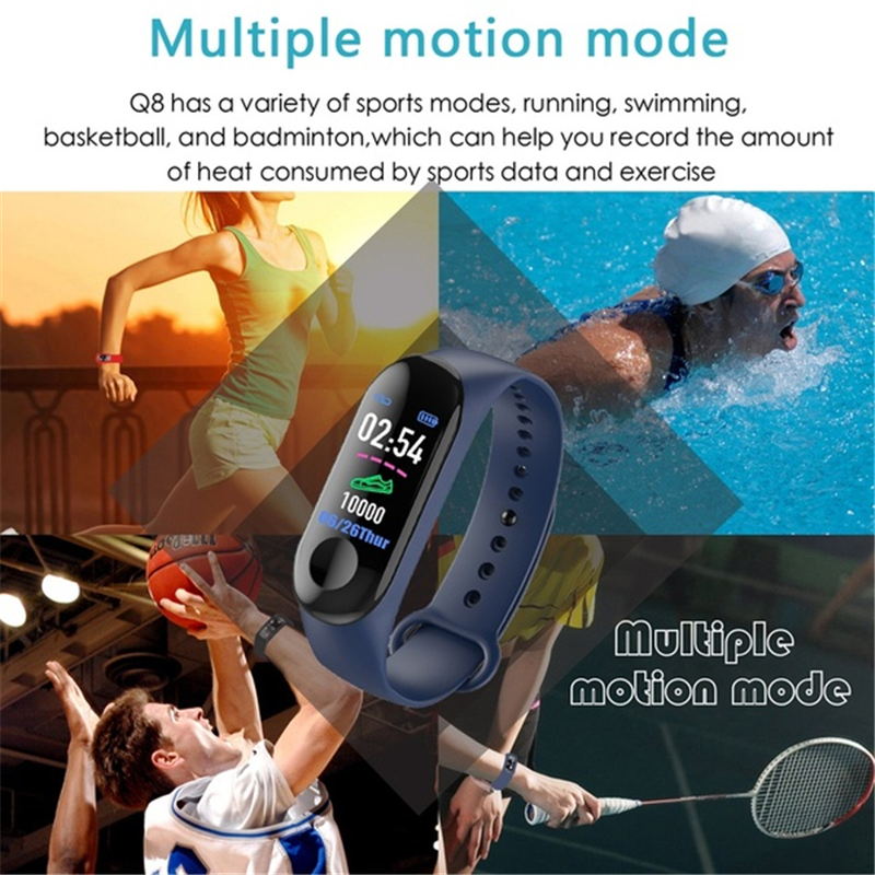 (Blue) Sports Wristband Band Women Men Kids Smartwatch Smart Band Bracelet