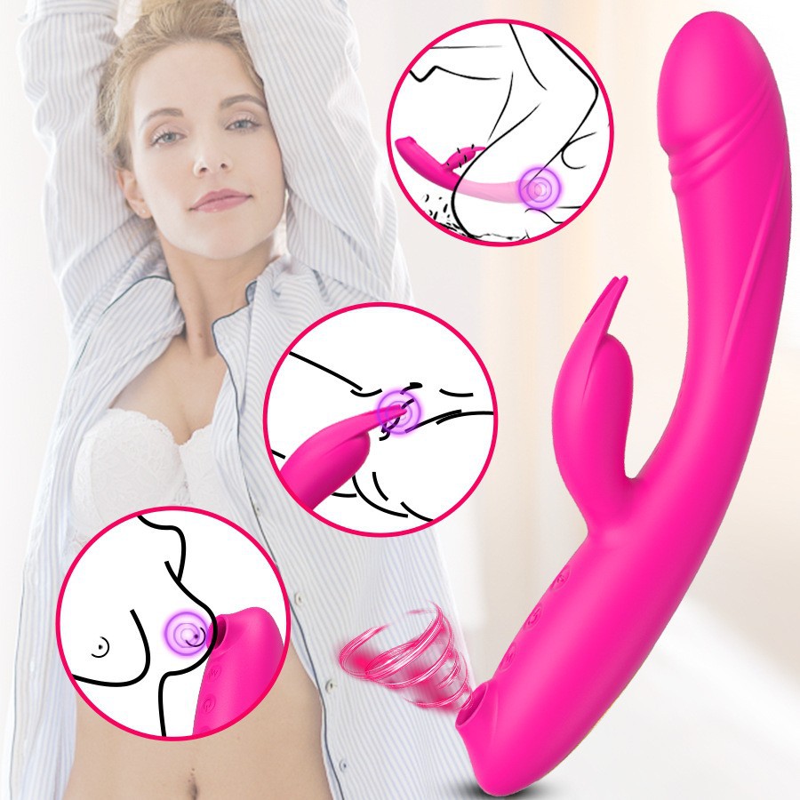 3 in 1 Rabbit Vibrators Sex Toys G Spot Dildo Clitoralal Anal Sex Toy Sucking Stimulator Adult Toys Vibrating Bullet Vaginal Massager 10 Vibrations and 5 Sucktion Modes
