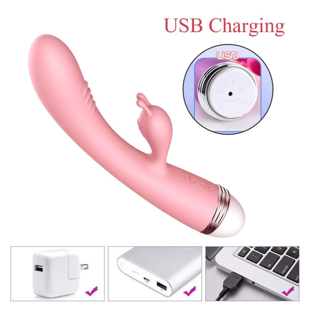 Rabbit Vibrator Dildo Adult Sex Toys Massager Vibrating AV Stick for Women and Couples Rechargeable with 12 Vibration for G Spot Clitoral Vaginal Stimulation Pink