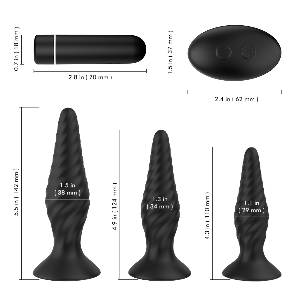 Vibrating Anal Plug Butt Plugs Prostate Sex Toys Dildo Vibrator Penis Vaginal Stimulation Toys 9 Modes Wireless Remote Control 3PCS Training Masturbation Set for Beginners Advanced Users