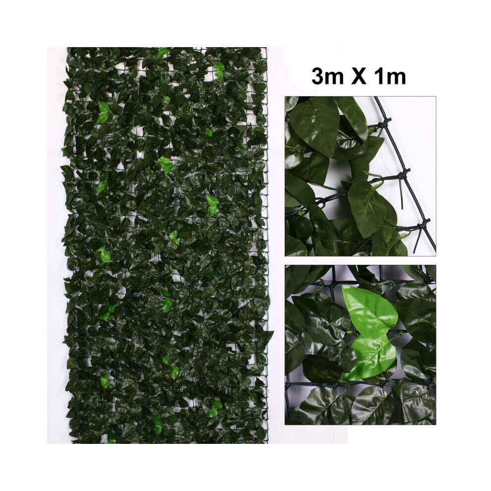 3M Artificial Lvy Leaf Hedge Roll Privacy Fence Screen Green Cover