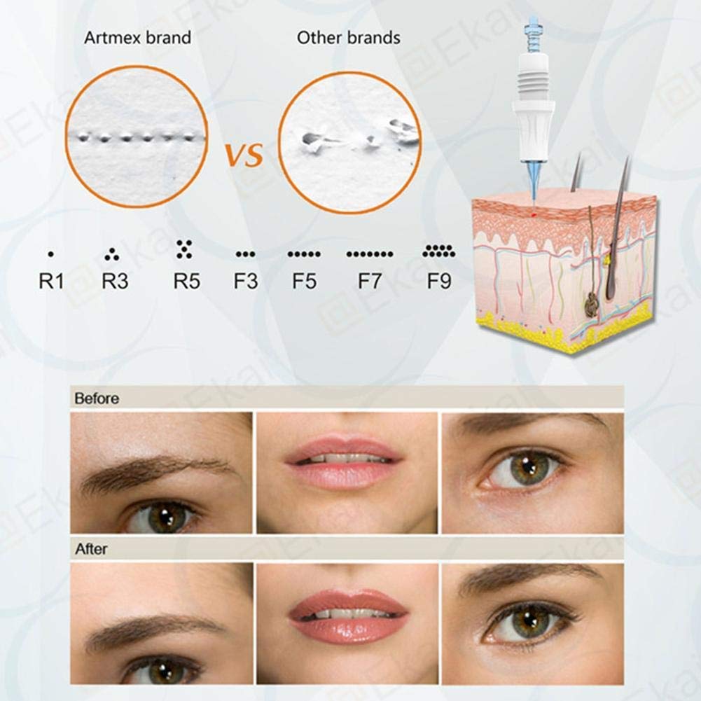Digital Permanent Makeup Tattoo Machine Artmex V6 Portable Eye brow Lip Line Rotary Pen Professional Electric Microblading Pen MTS PMU System for Eyeliner Lip Eyebrow and Hairline Tattoo Skin Beauty Salon and Home Use