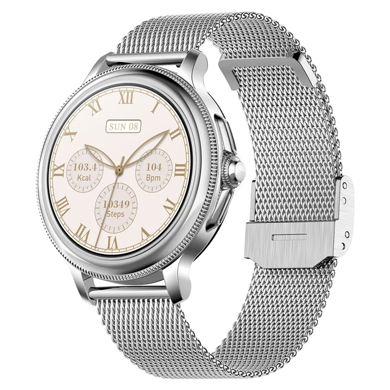 (Gold Steel) Smart Watch Women Fitness Tracker Bracelet Sports Ladies Fashion Smartwatch Bluetooth Call Heart Rate Blood Oxygen Blood Pressure Monitor