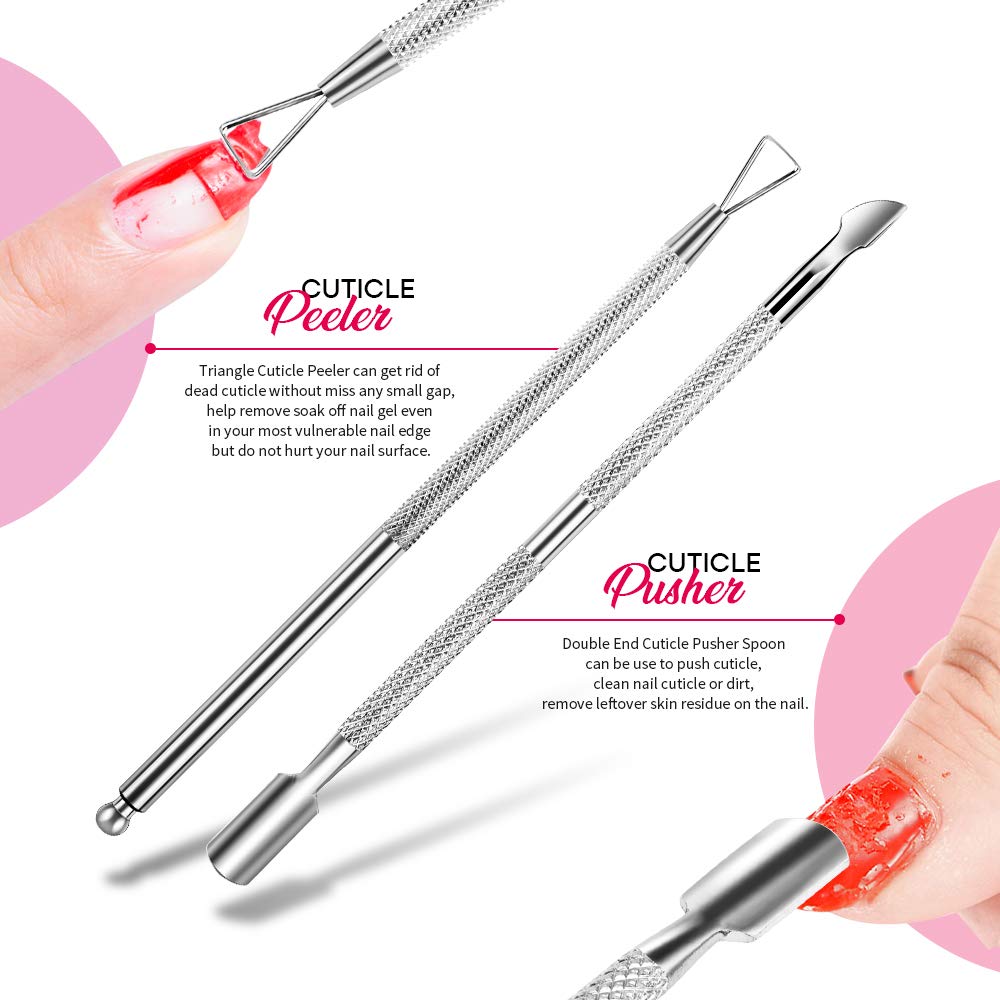 Nail Polish Gel Remover Tools 17pcs Kit Nail File Nail Brush Buffer Block Cuticle Pusher Cuticle Peeler Nail Polish Remover Bottle Nail Remover Cotton Pad for Nail Arts
