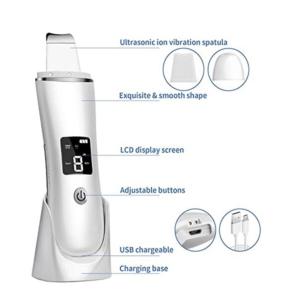 Skin Scrubber Ultrasonic Facial Cleansing Brush Blackhead Remover Pore Vacuum for Face Lifting and Face Massage with 4 Modes Rechargeable