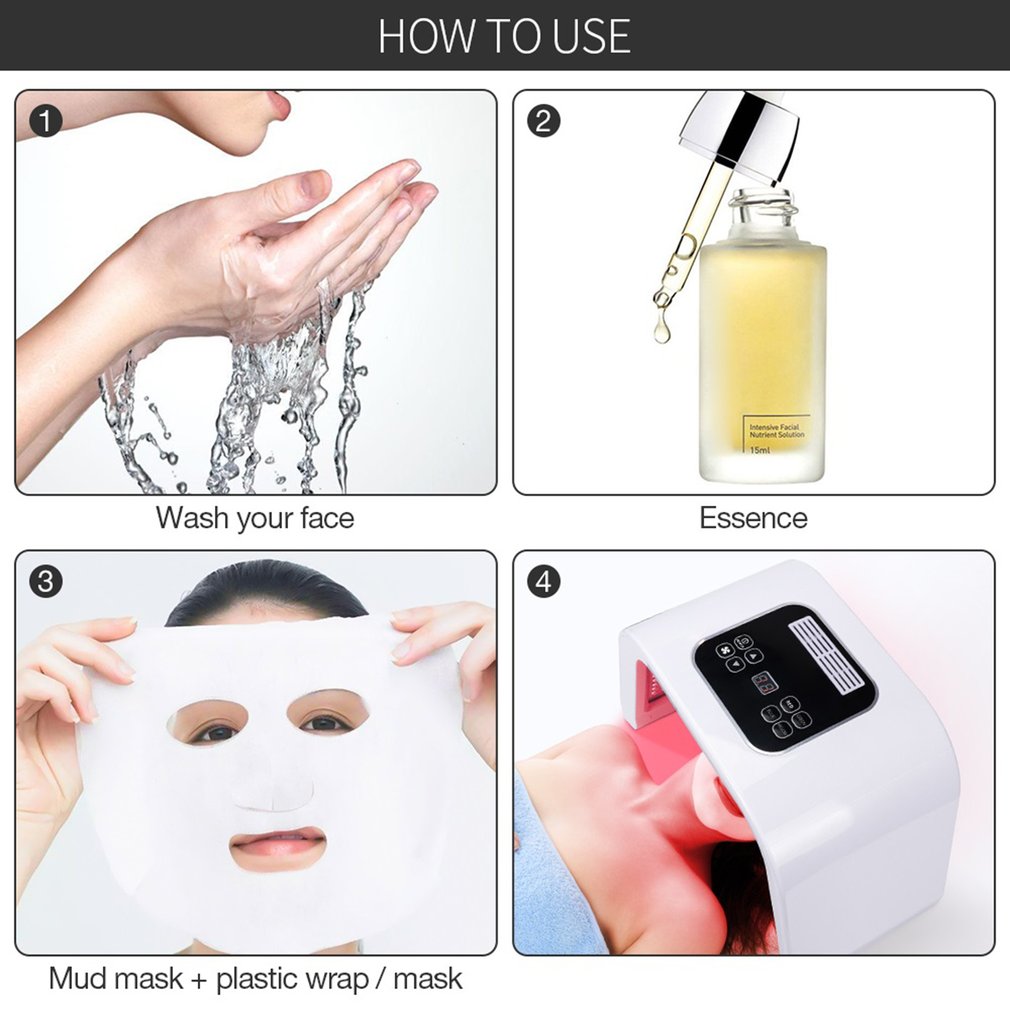 PDT LED Skin Therapy Light Mask Face Skin Care Tools  Beauty Health Facial Masks Wrinkle Remove Spa Household Skin Rejuvenation Use 7 Colors