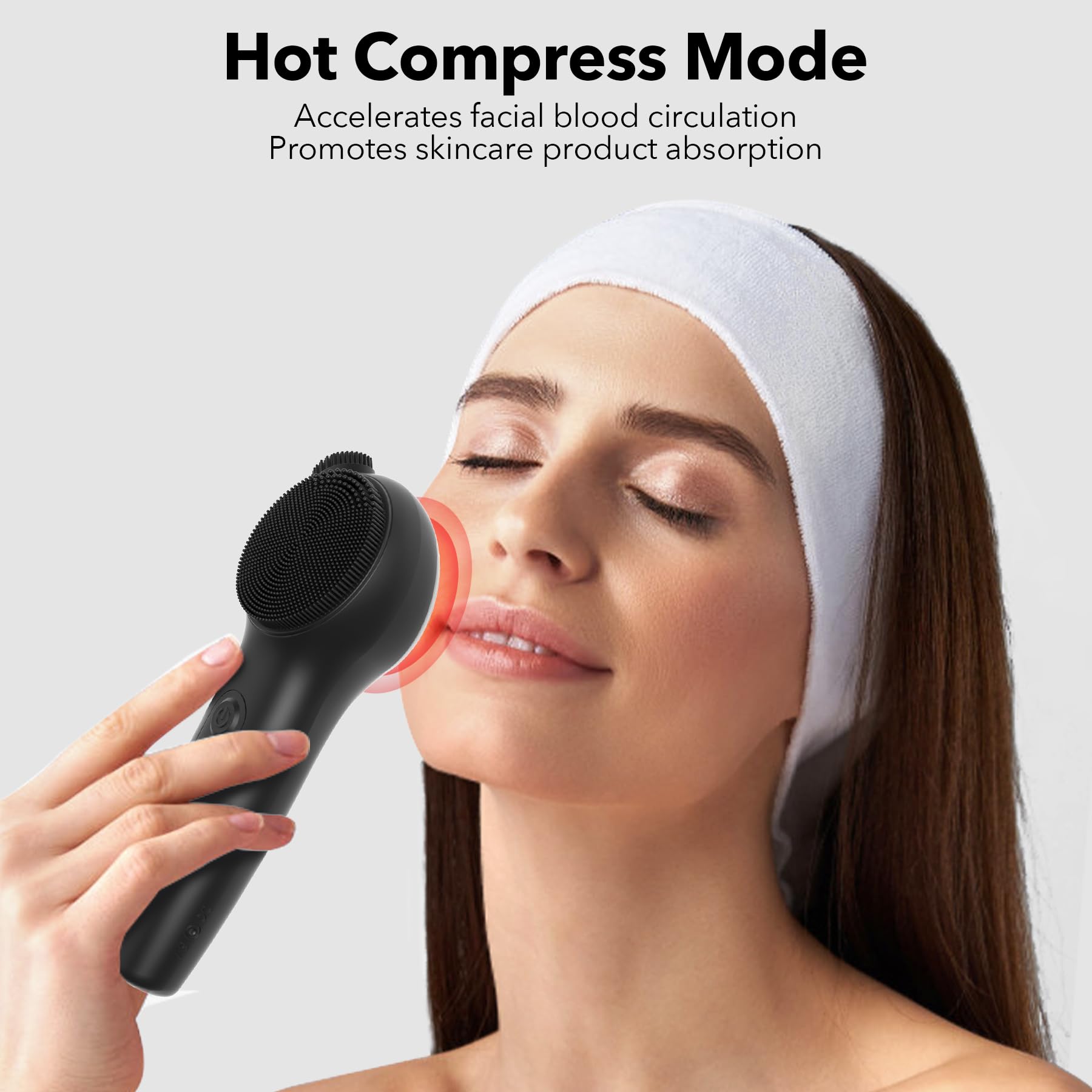 (Pink) Silicone Facial Cleaner Sonic Scrubber Thermal Massage Gentle Face Exfoliator Electric Powered Facial Cleansing Brush Nose Scrubber Reduce Blackhead