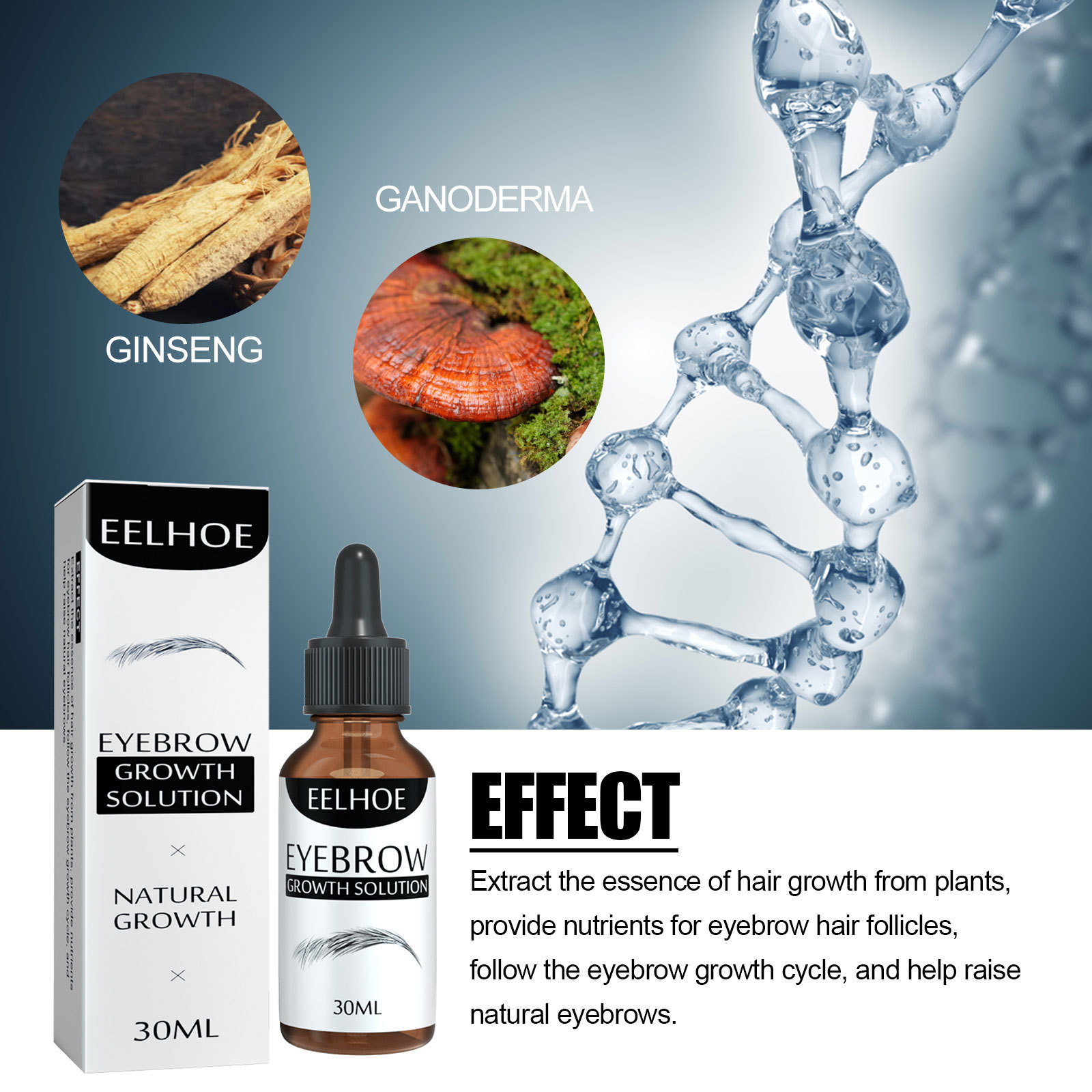Eyebrow Growth Solution Liquid Eyebrow Growth Serum Thick Eyebrow Nourish Essence Enhancer 30ml