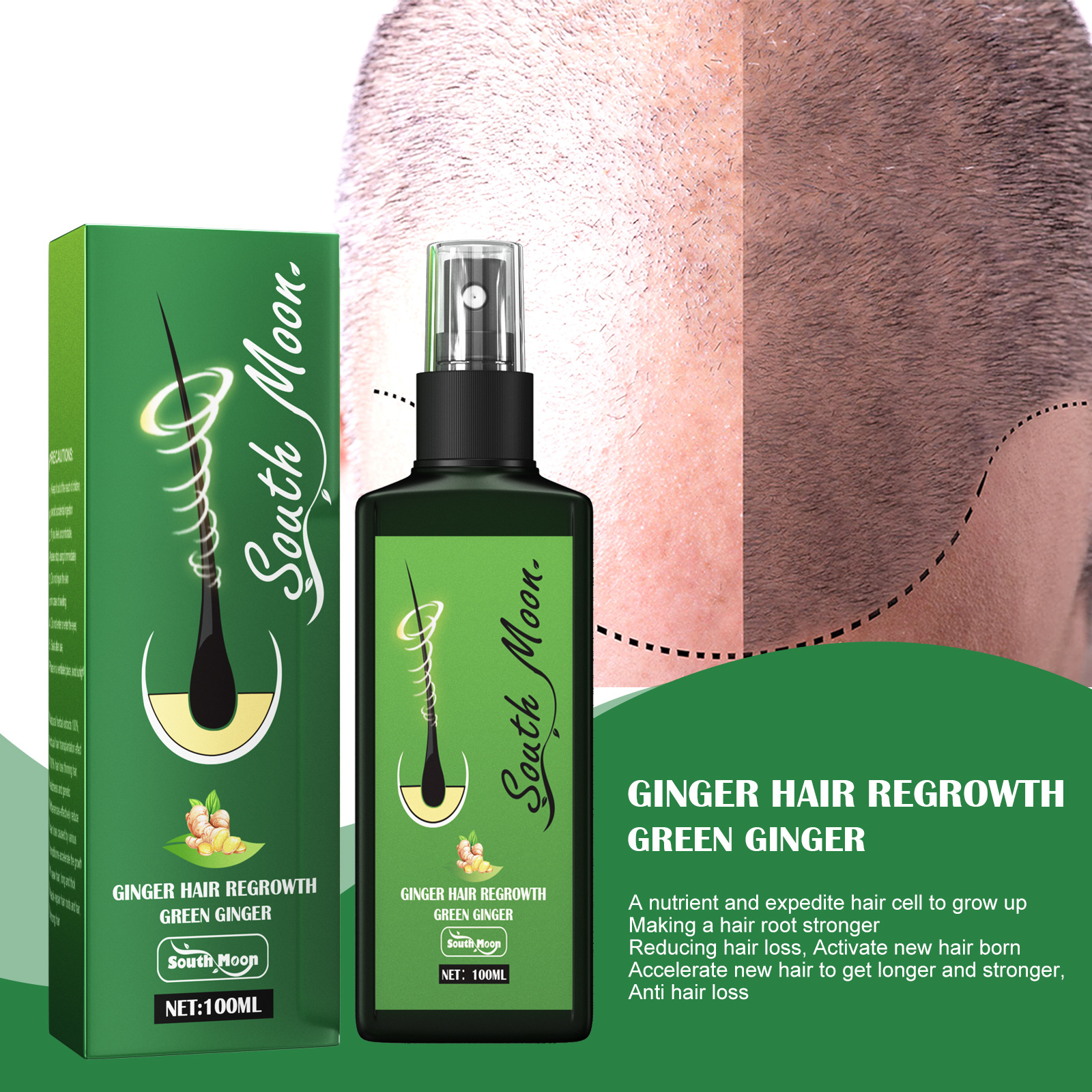 Hair Lotion Serum Essence Nourishing Ginger Spray Liquid Organic Growth Hair Growth Hydrating Anti Hair Loss Treatment for Men Women