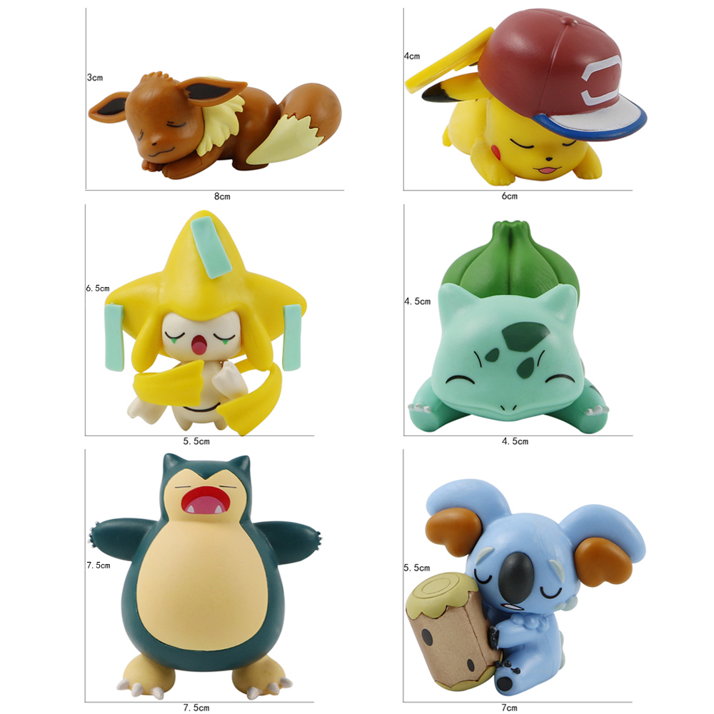 Pokemon Mini Figure Bulbasaur Pikachu Eevee Jirachi Komala Snorlax Sleeping Starry Dream Kawaii Series Doll Cartoon Kids Toys Gifts Desktop Ornaments