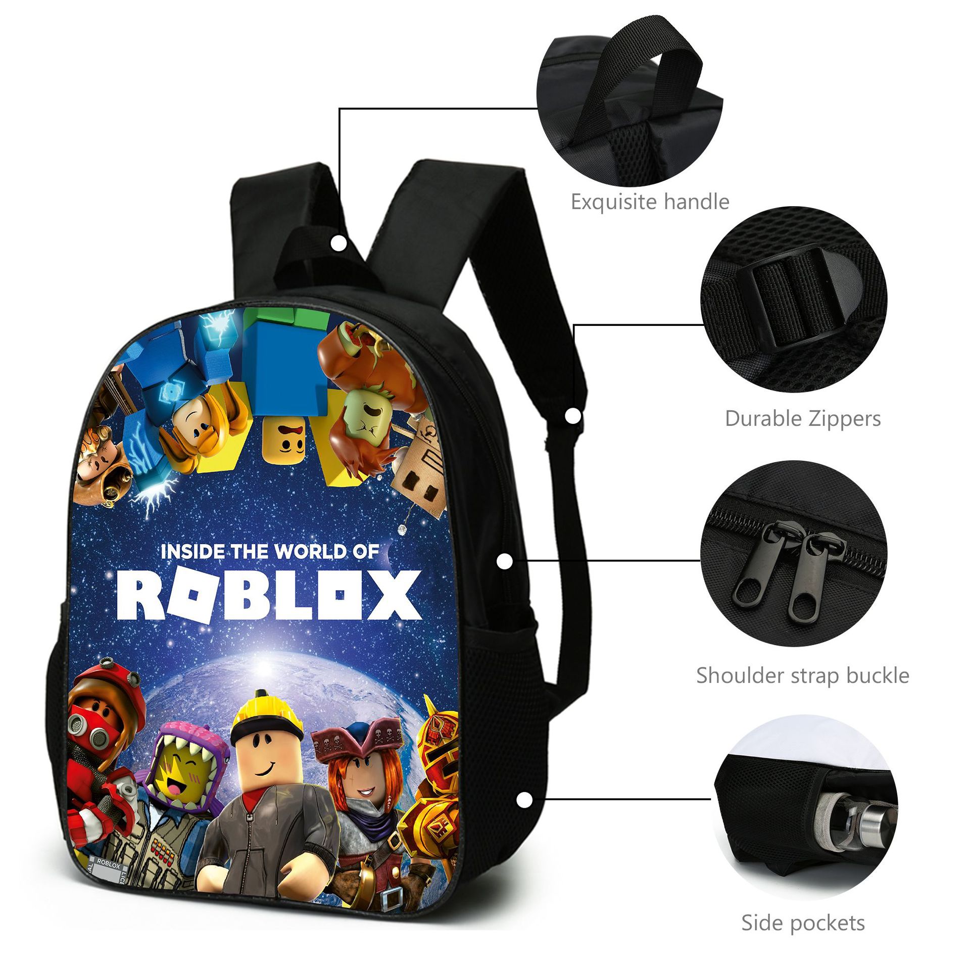 (Style A) 3PCS ROBLOX Game Backpack Lunch Bag Pencil Case Set Kids Gift