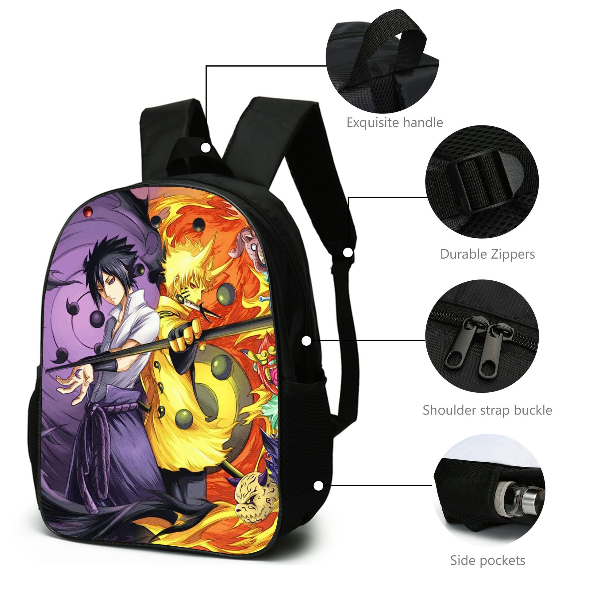 NARUTO Backpacks Kids School Backpack Sasuke School Bag 3D Printed Cartoon Anime School Bags for Boys