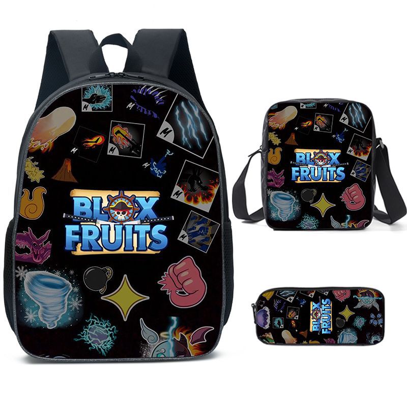 3Pcs Roblox Blox Fruits Backpack Set 3D Printed Cartoon School Bags Students and Game Fans Teens Birthday Gift
