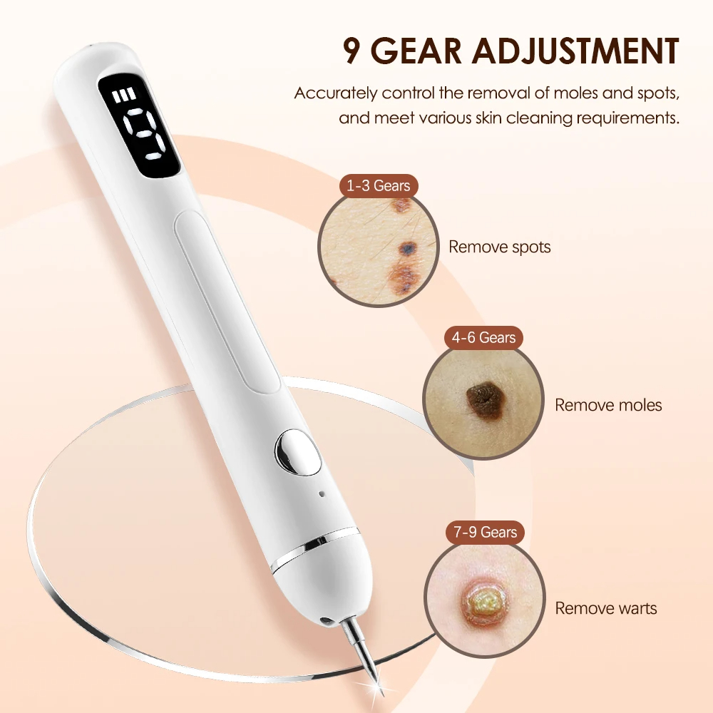 Electric Plasma Pen 9 Modes Auto Blackhead Skin Tag Mole Removal Neck Wart Freckle Nevus Dark Spot Black Dots Face Beauty Skin Care Machine LCD Display