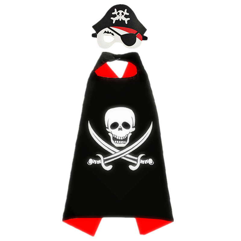 (Colorx A) Child Pirate Cloak Toy Set Pirate Cape Costume Boys and Girls Halloween Cosplay Party Gifts Pirate Jack Cosplay Costumes Contains Pirate Accessories