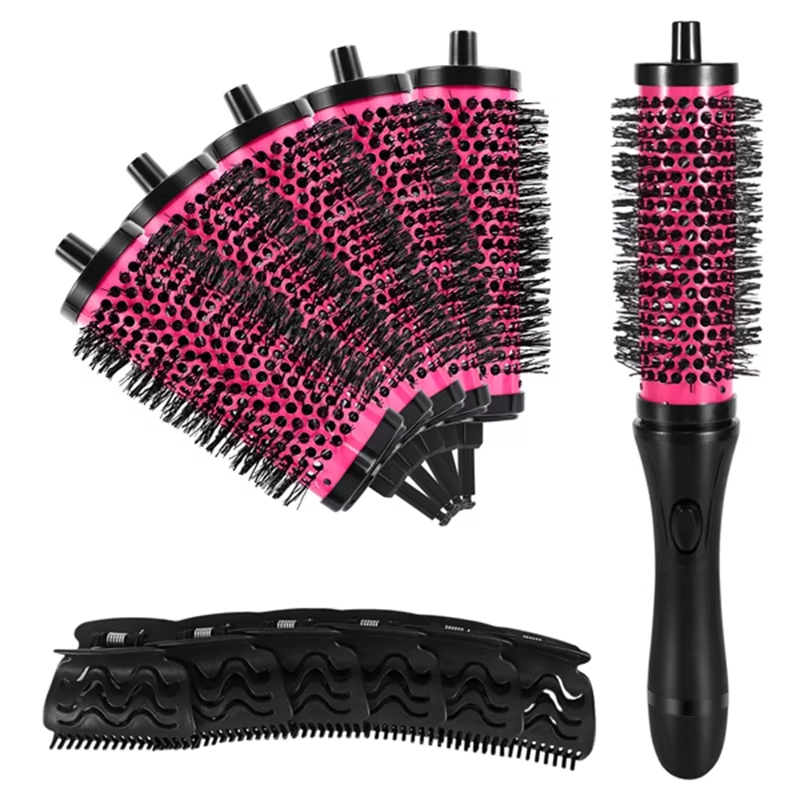 6pcs 3 Sizes Detachable Handle Hair Roller Brush with Clips Curler