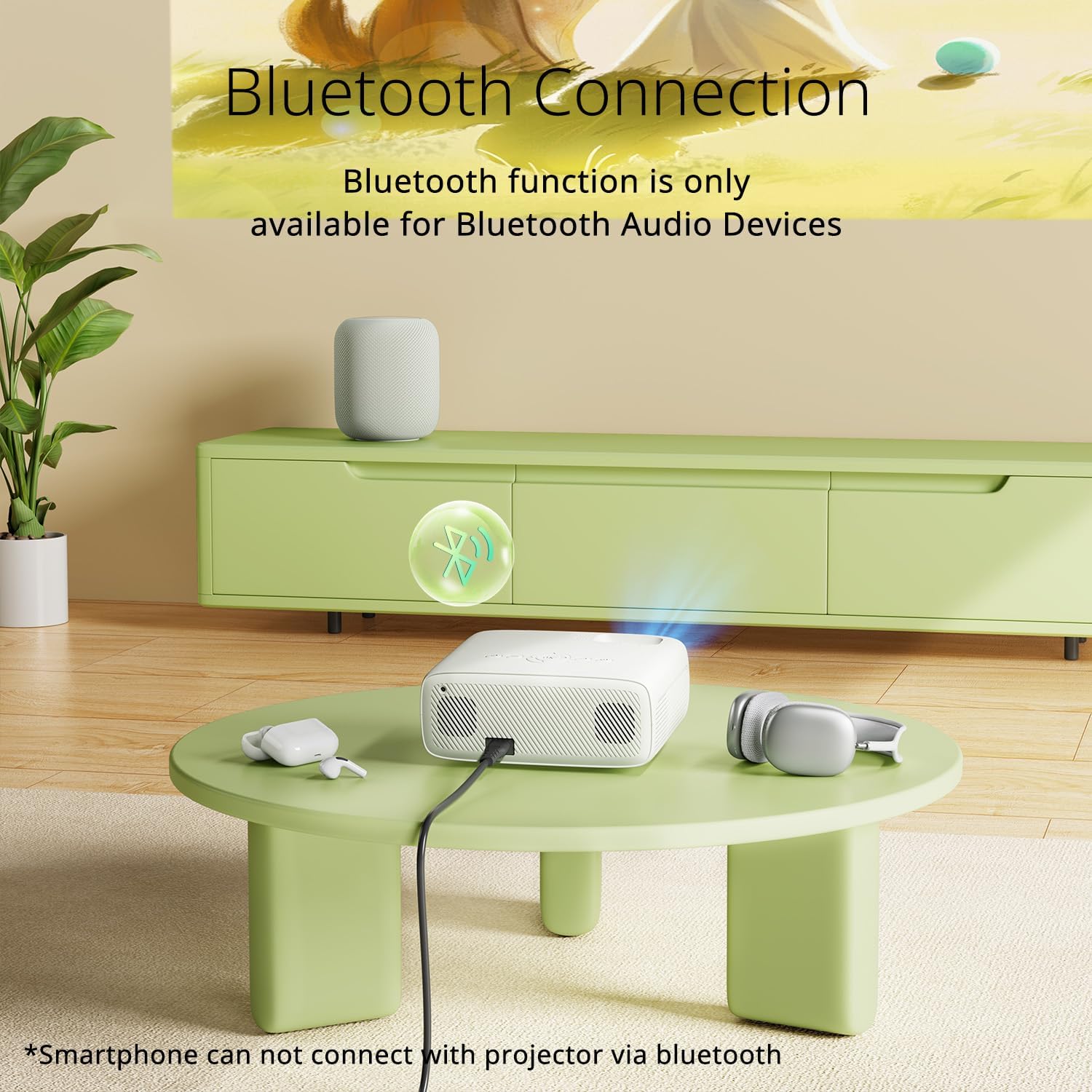 Bluetooth Projector 4K with Tripod Projector Native 1080P 18000 Lumens Bluetooth Portable Home Video Movie Projector Compatible with iOS Android HDMI USB AV and SD Card Best for Home Cinema