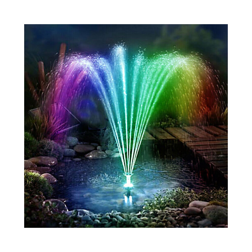 Solar Powered LED Colorful Light Fountain Water Pump Floating Garden Pond Pool Fish Bird