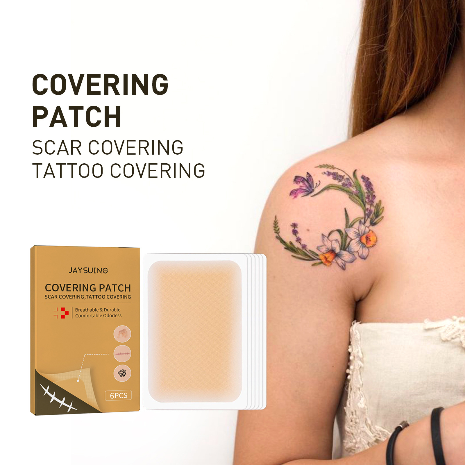 (1 PC) Tattoo Concealer Patches Ultra Thin Patch For Tattoo Scar And Birthmarks Conceal Skin Color Invisible Waterproof Skin Tone Concealer Sticker For Covering