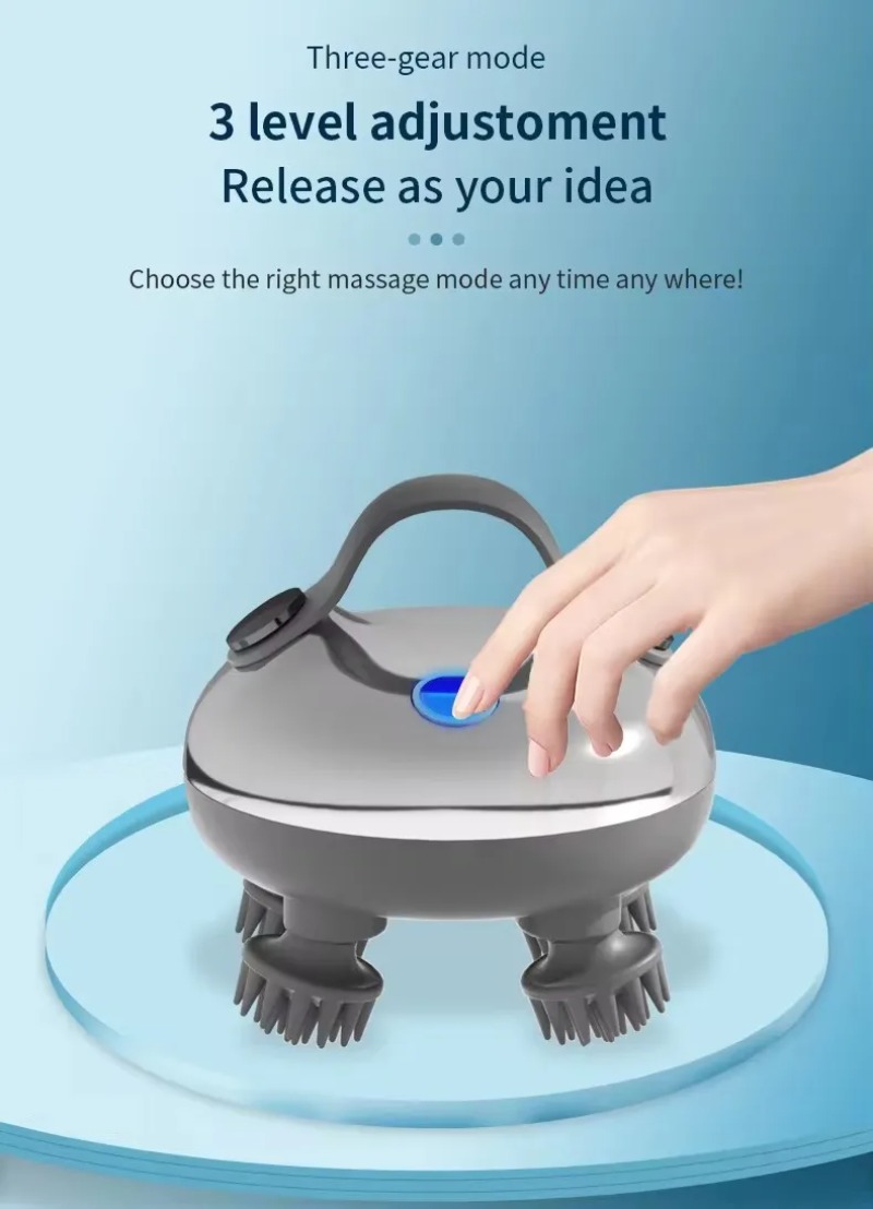 Electric Scalp Massager Hair Growth Portable Rechargeable Silicone Massage Heads Home Massage Stress Relax Waterproof Handheld Hair Scratcher