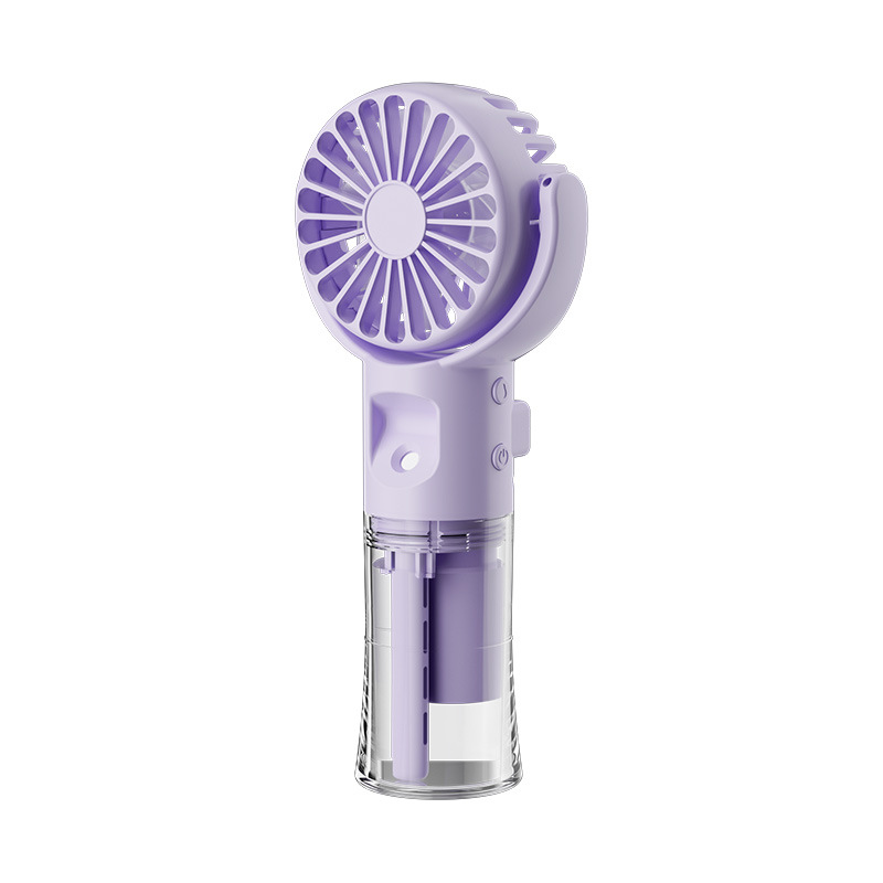 (Purple) Portable Water Mist Fan Mini Handheld Fan with Water Mist Spray USB Charging 4 Speeds Hanging Neck Spray Fans Portable Personal Hand Held Small Fan