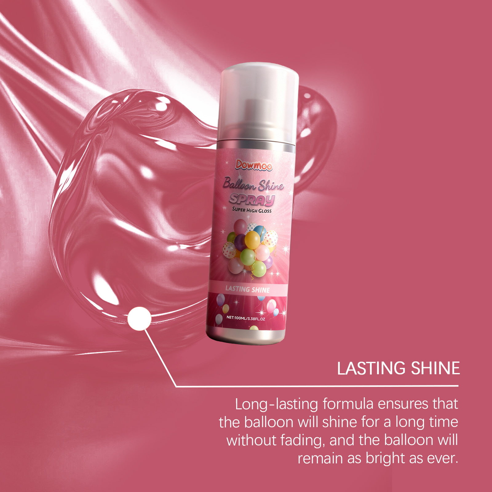 (Pink) Ballon Shine Spray Anti Fading Restore Party Decoration Atmosphere Quick Drying Brightener Balloon Polishing Spray 100ml