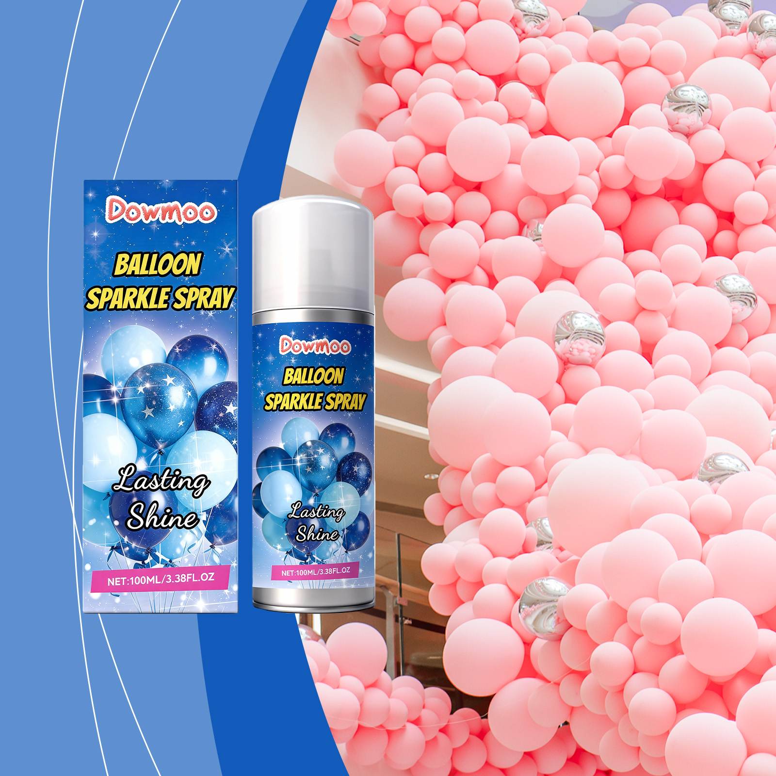 (Pink) Ballon Shine Spray Anti Fading Restore Party Decoration Atmosphere Quick Drying Brightener Balloon Polishing Spray 100ml