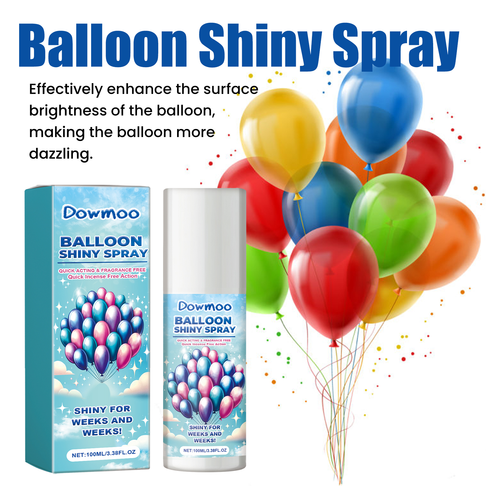 (Blue) 100ml Shiny Glow Balloon Spray Anti Fading Polish for Party Wedding Decoration Restore Brightener Balloon Shiny Spray ﻿