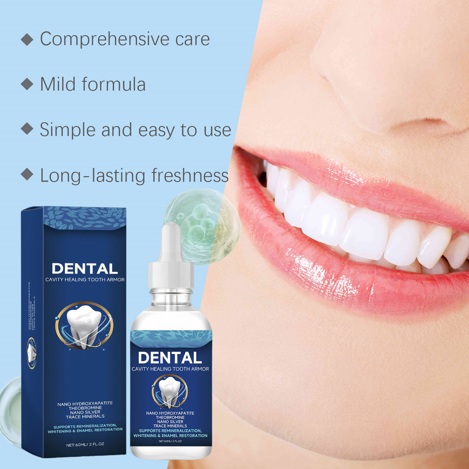 Oralhoe Dental Care Serum Teeth Whitening Cavity Healing Enamel Restoration Remineralization Stain Removal Teeth Repair Liquid ﻿