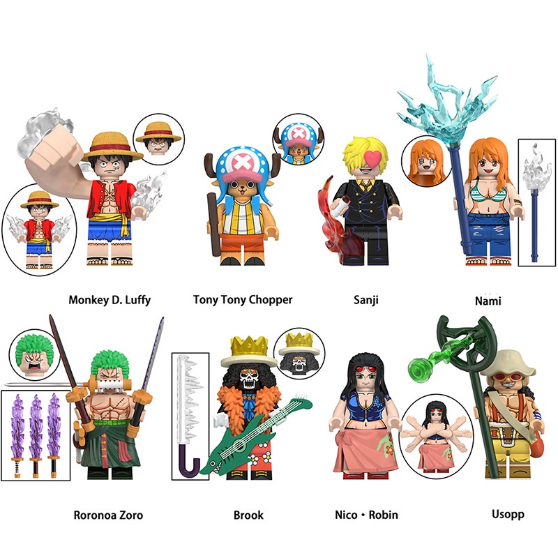 (8 PCS) Kids Toys One Piece Minifigures Toys Collection Building Blocks Fit Lego Gift