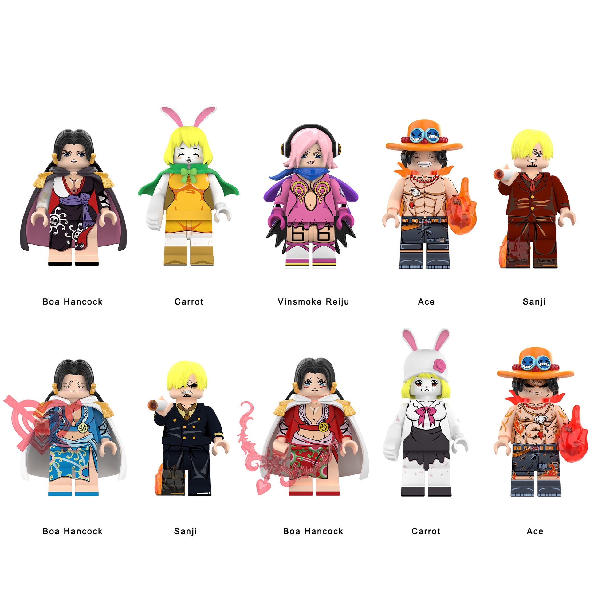 (8 PCS) Kids Toys One Piece Minifigures Toys Collection Building Blocks Fit Lego Gift