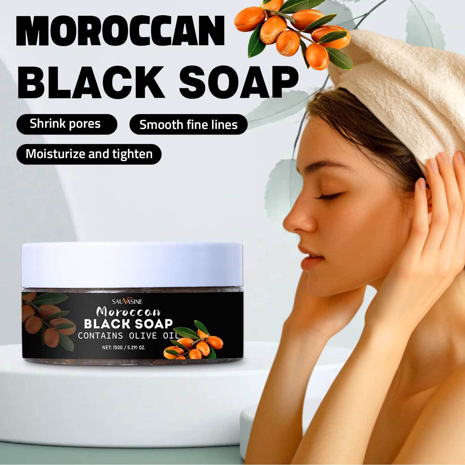 Moroccan Black Soap For Deep Cleansing Exfoliating And Skin Softening Daily Body Wash 150g