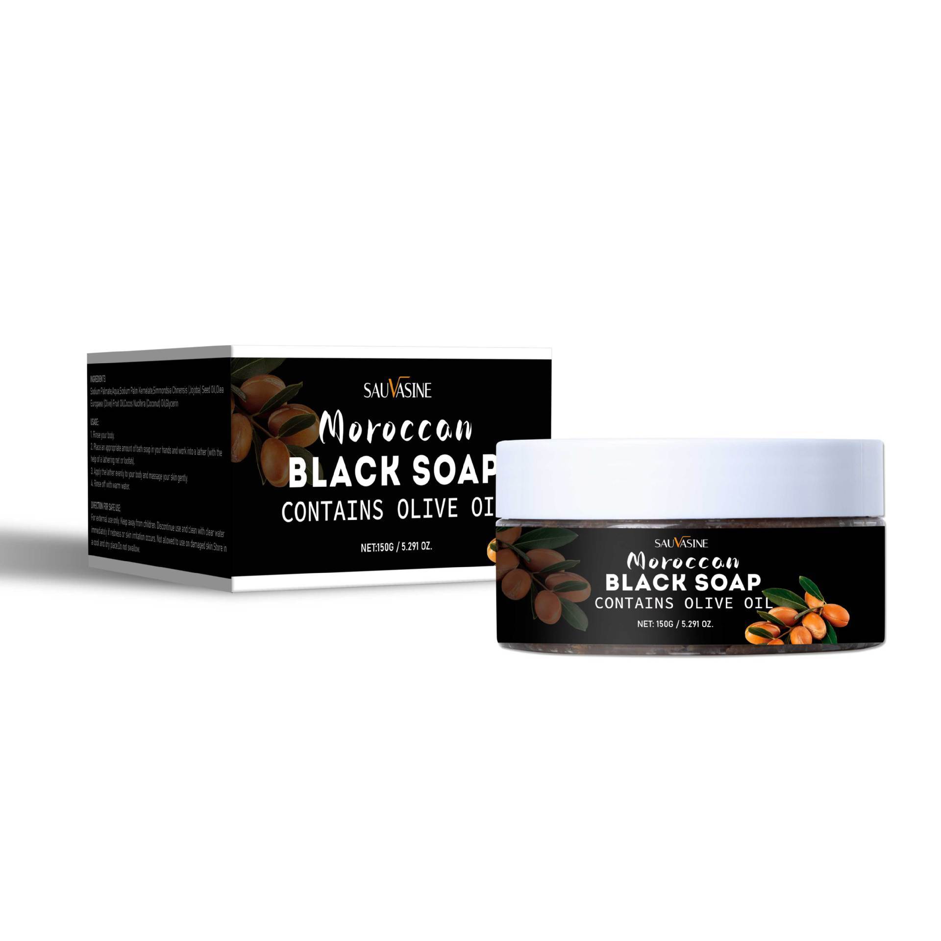 Moroccan Black Soap For Deep Cleansing Exfoliating And Skin Softening Daily Body Wash 150g