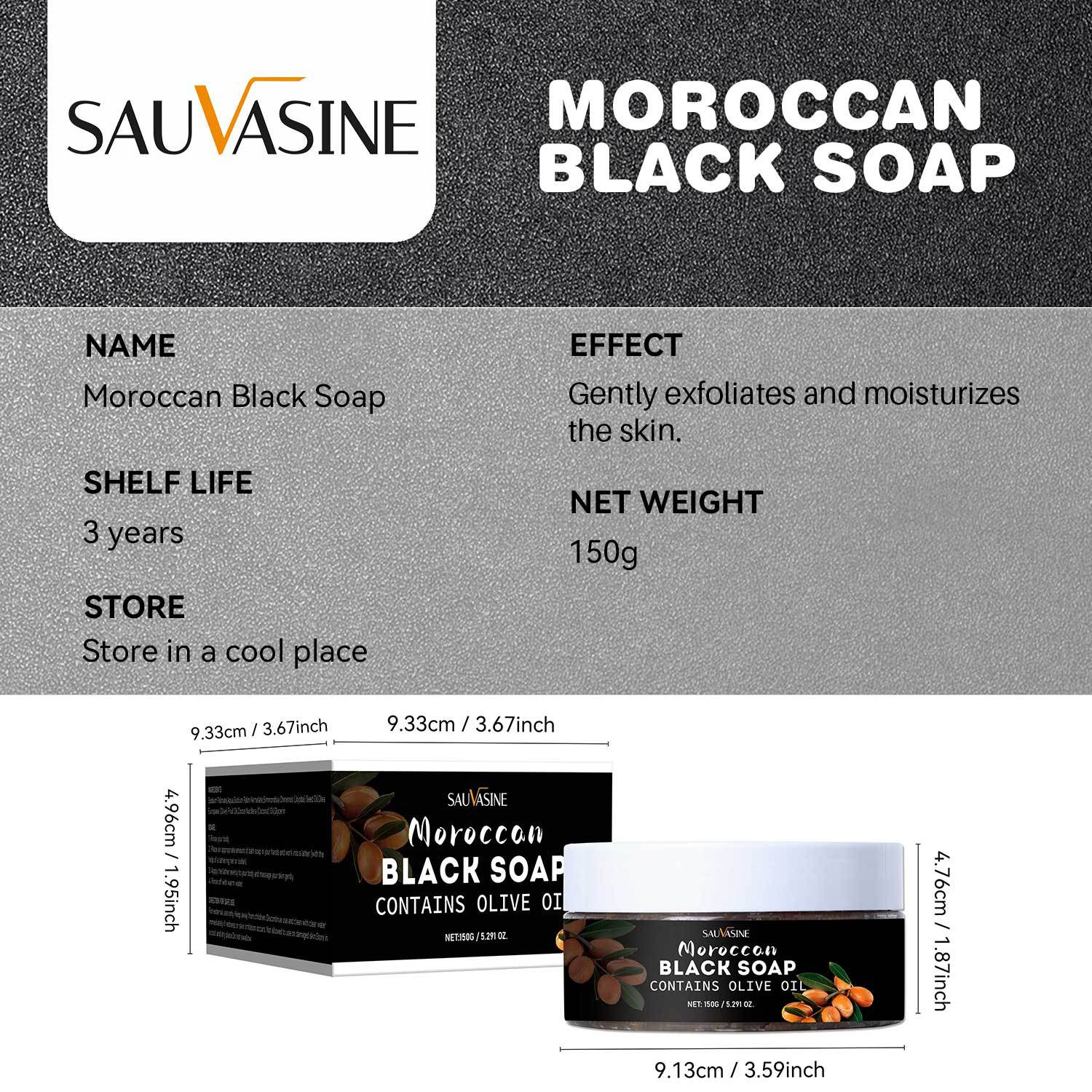 Moroccan Black Soap For Deep Cleansing Exfoliating And Skin Softening Daily Body Wash 150g