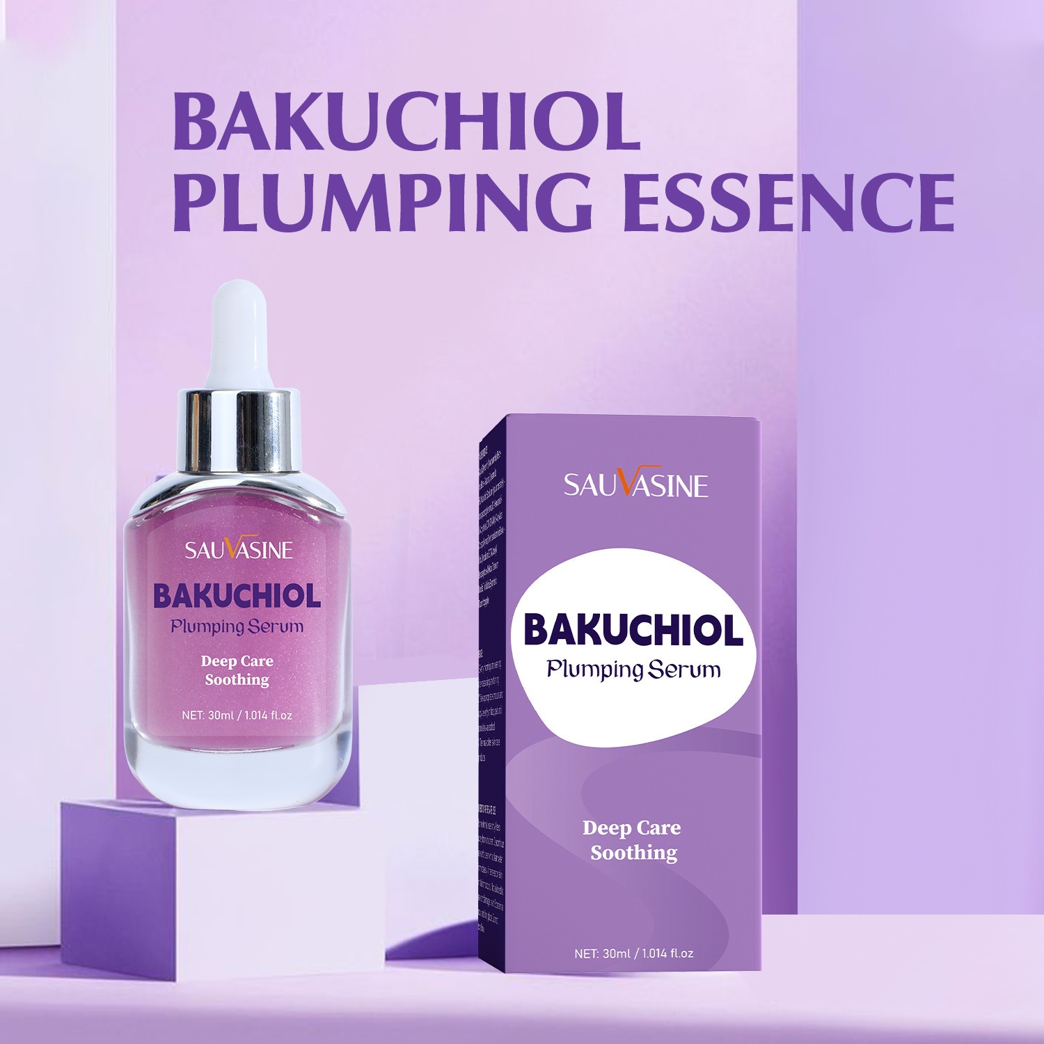 Bakuchiol Plumping Serum Firming Hydrating Anti Ageing Facial Treatment for Daily Skin Care Natural 30ml