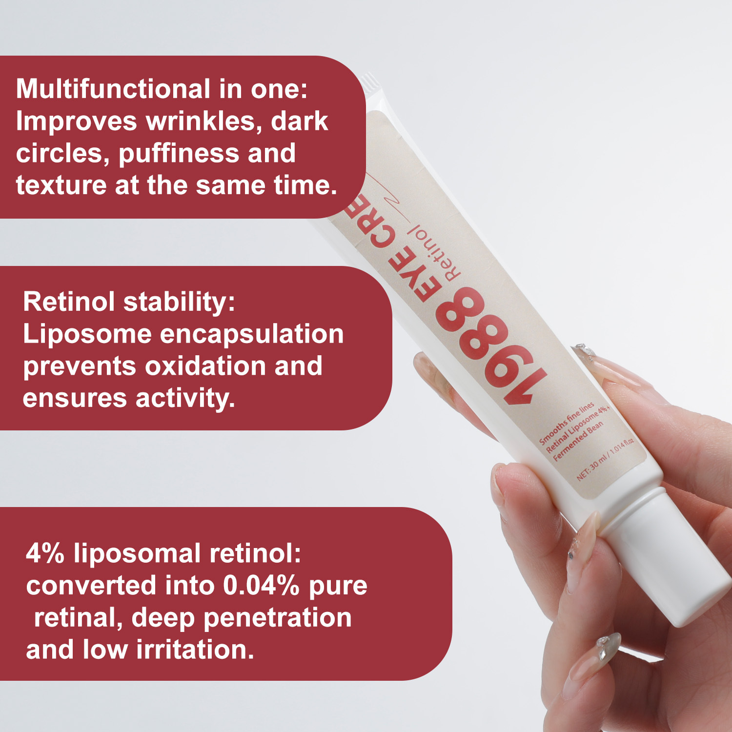 Retinol Anti Aging Eye Cream High Moisture Soothing For Fine Lines Wrinkles And Daily Under Eye Care Treatment 30ml