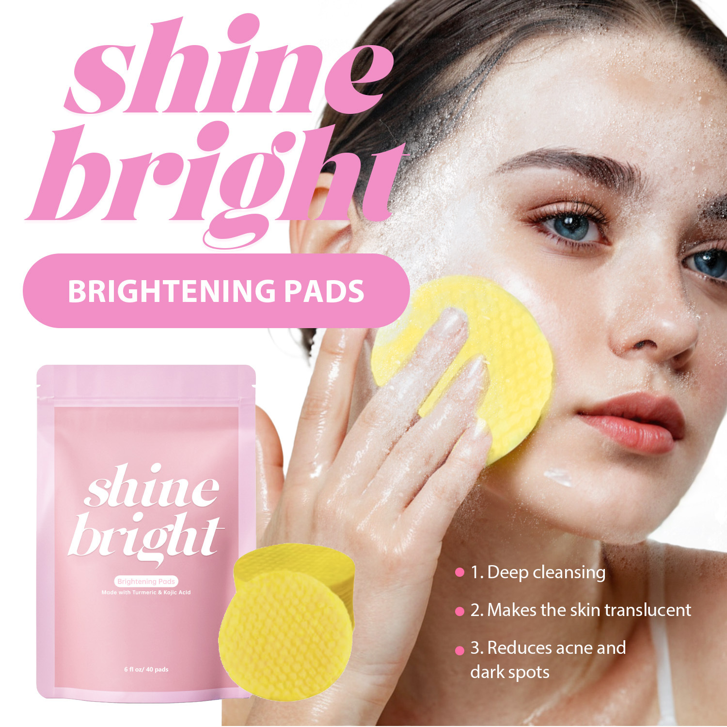 Turmeric Kojic Acid Cleansing Pads 40 Sheets For Hydrating Brightening Daily Face Skin Care